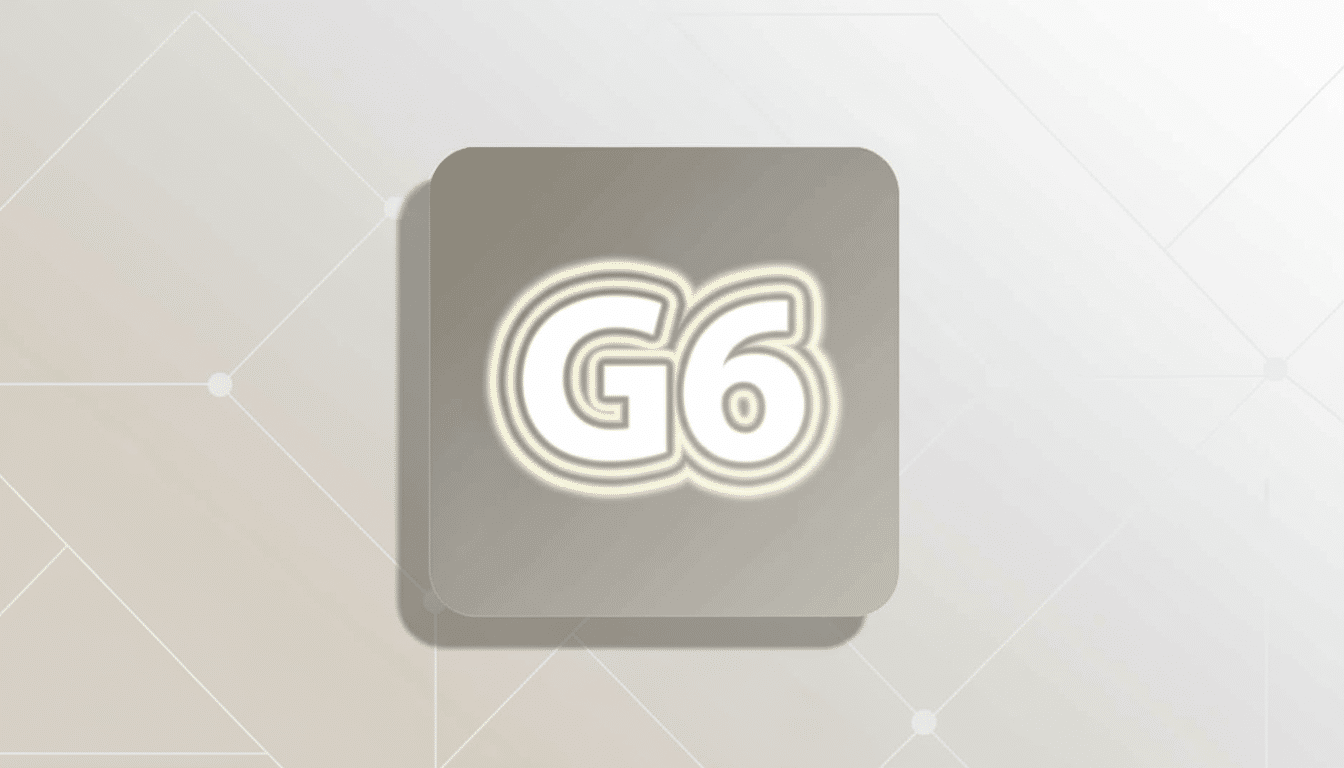 A resized and enhanced image of the G6 logo icon on a soft gray background with subtle geometric patterns, presented in a 16: 9 aspect ratio.