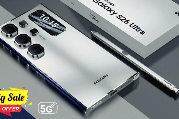 A professional image of a silver Samsung Galaxy S 26 Ultra smartphone with its stylus , resized to a 1 6:9 aspect ratio, keeping the original background. Filename : samsunggalaxy s26 ultra1 69. png