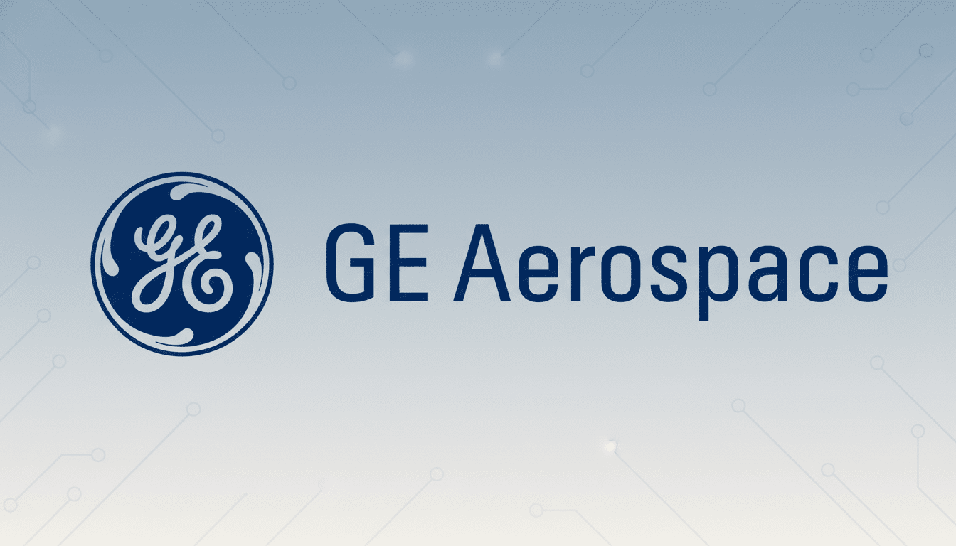GE Aerospace logo with a professional , soft gradient background featuring subtle circuit board patterns .