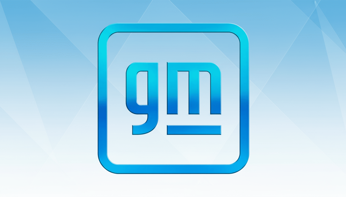 The General Motors ( GM) logo, featuring the stylized gm in a bright blue outlined square, set against a professional light blue background with subtle geometric patterns and a soft gradient. Filename : general motorslogo professional background .png