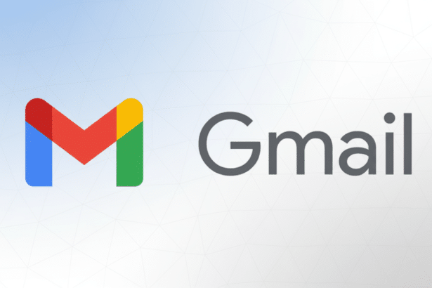 Gmail logo and word mark on a professional flat design background with soft geometric patterns. Filename : gmaillogo professional background.png