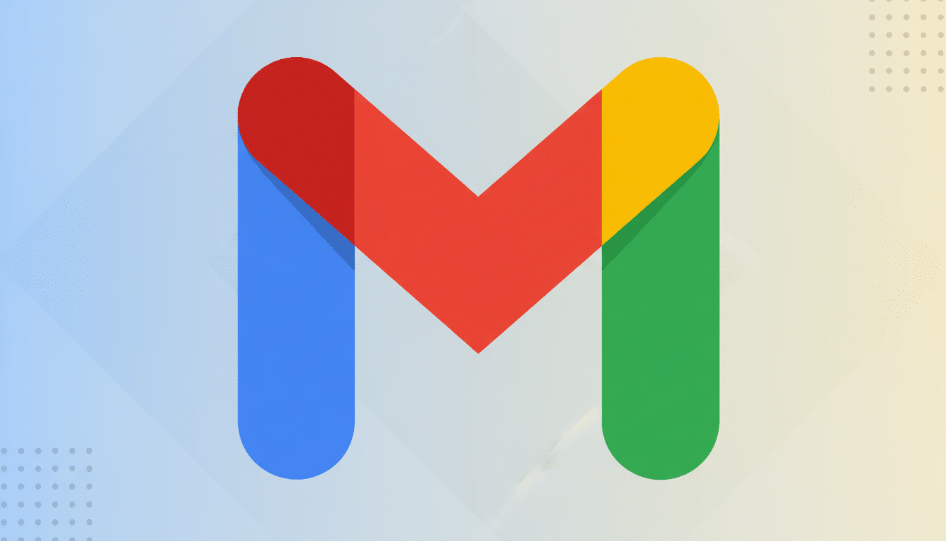 Gmail logo on a professional flat design background with soft patterns and gradients. Filename : gmaillogo professionalbackground .png