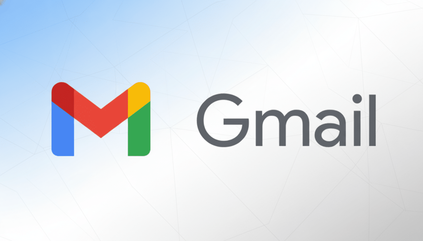 The Gmail logo featuring a multicolored ' M' envelope icon and the word ' Gmail' in gray , presented on a light gray background with subtle geometric patterns. Filename : gmaillogo professionalbackground .png