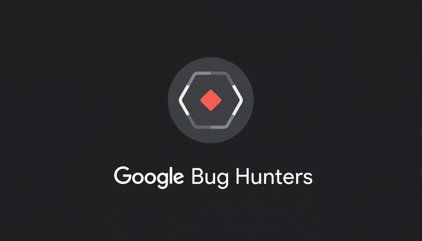 Google Bug Hunters logo with a hexagonal design and text on a dark background.