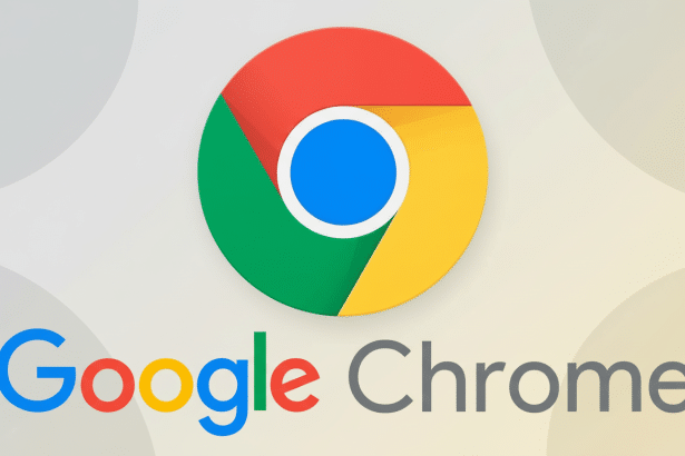 The Google Chrome logo with its iconic red , yellow, and green segments around a blue center , and Google Chrome text below, set against a subtle , professional background with soft geometric patterns and a light gradient. Filename : googlechrome logoenhanced .png