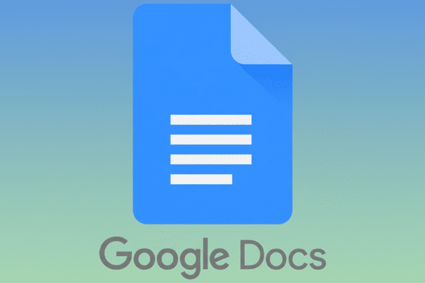 Google Docs logo on a professional flat design background with soft patterns and gradients. Filename : googledocs logoprofessional background.png