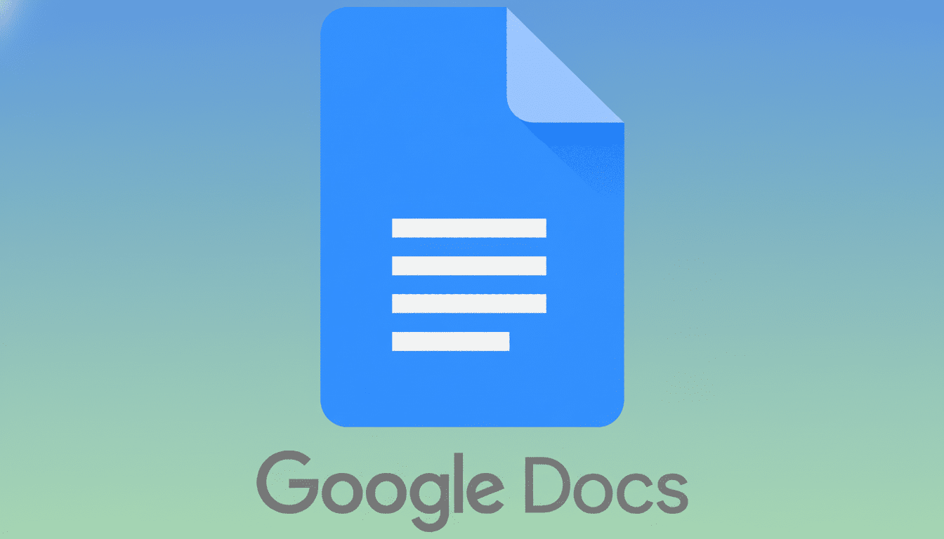Google Docs logo on a professional flat design background with soft patterns and gradients. Filename : googledocs logoprofessional background.png