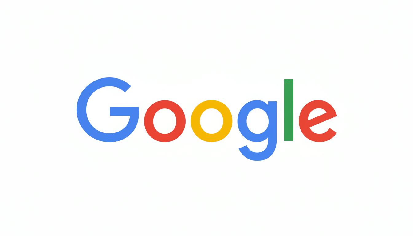 Google logo in a 1 6: 9 aspect ratio on a white background.