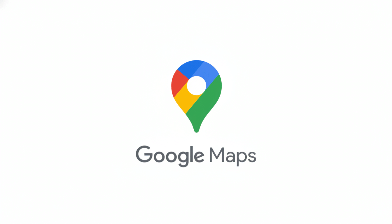 The Google Maps logo, a colorful location pin icon in red , yellow, green , and blue, with  Google Maps text below it , set against a simple white background with a 16:9 aspect ratio.
