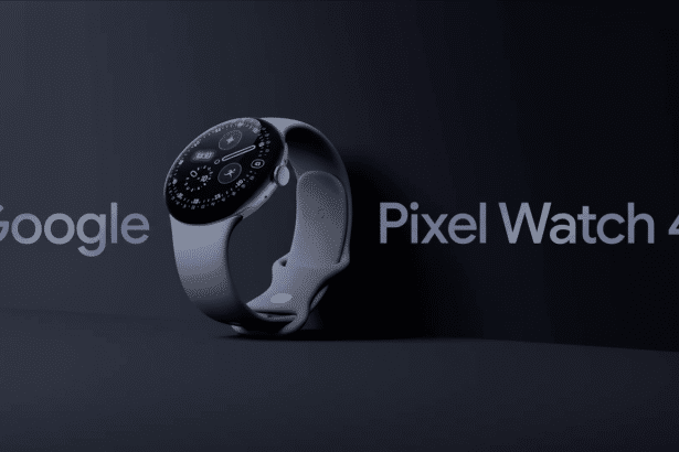Google Pixel Watch 4 in a 16:9 aspect ratio, professionally enhanced with the original background retained .