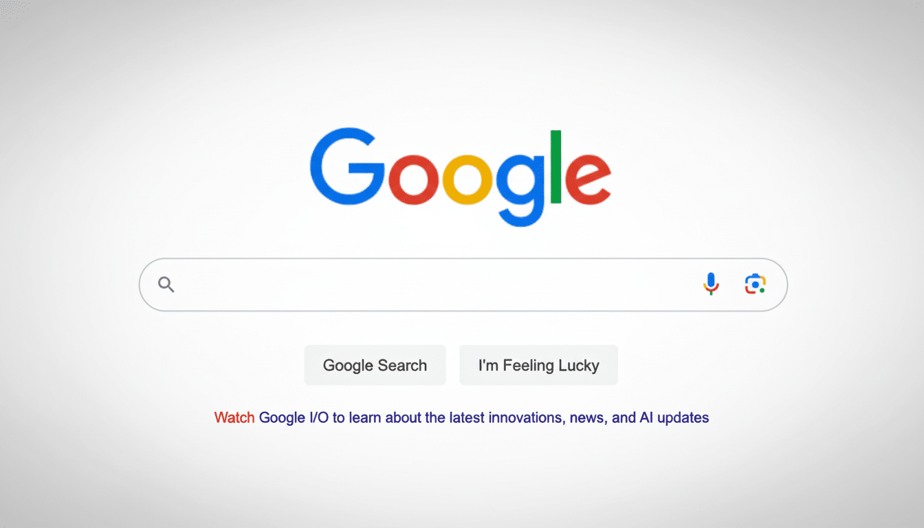 The Google search homepage with the Google logo, a search bar, and Google Search and I' m Feeling Lucky buttons, enhanced and resized to a 1 6:9 aspect ratio. Filename : googlesearch homepage1 69. png