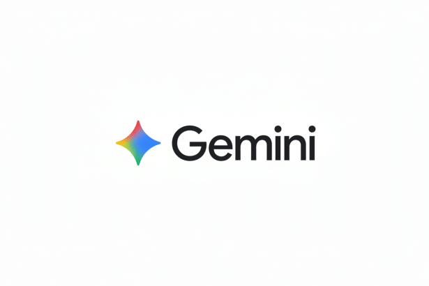 The Google Gemini logo, featuring a colorful four -pointed star next to the word Gemini in black text , set against a clean white background, now professionally resized to a 16:9 aspect ratio.