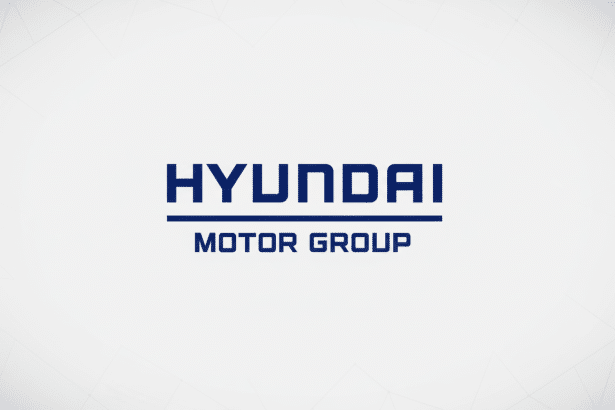 The Hyundai Motor Group logo in dark blue against a light gray background with a subtle geometric pattern.