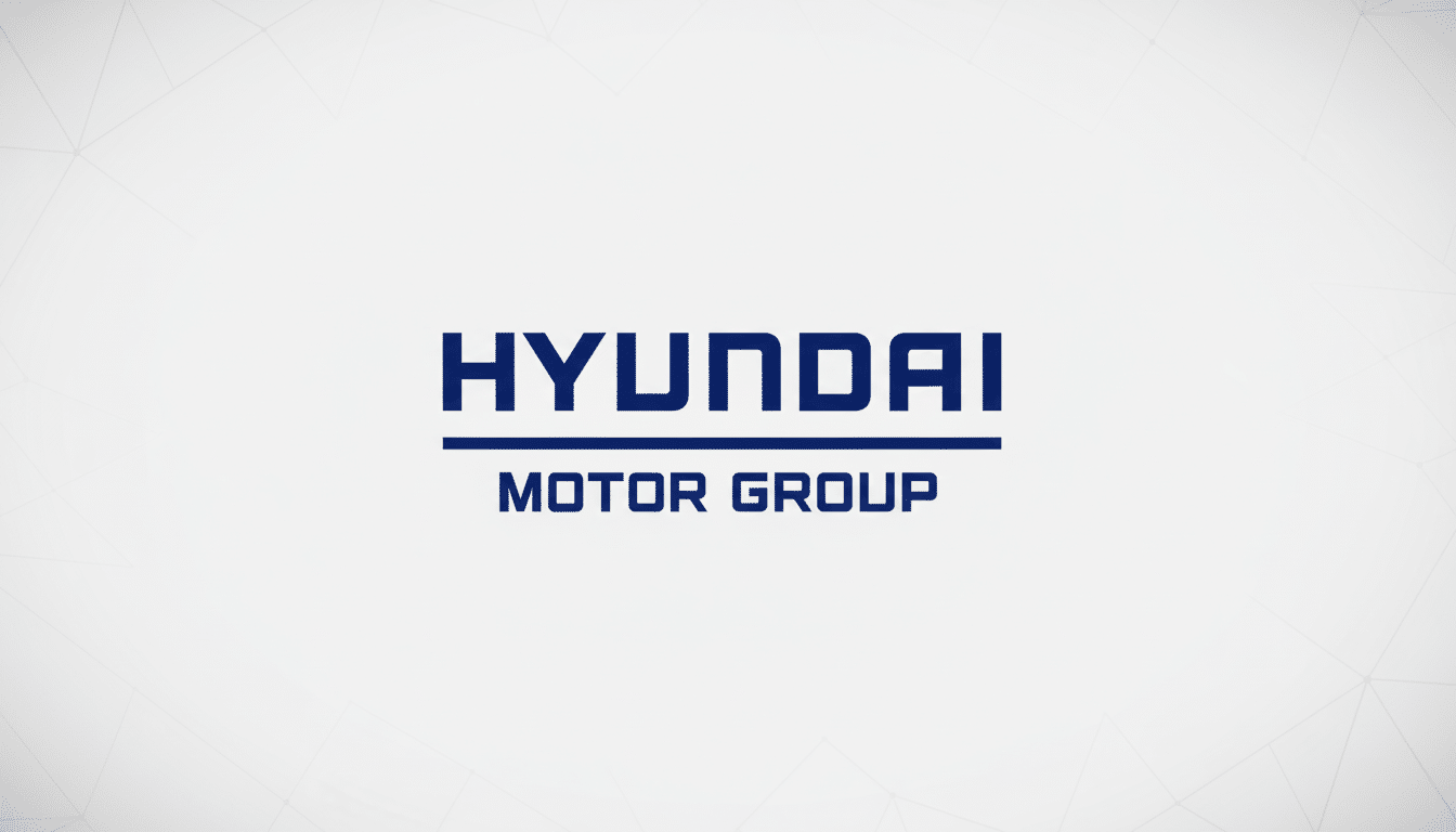 The Hyundai Motor Group logo in dark blue against a light gray background with a subtle geometric pattern.