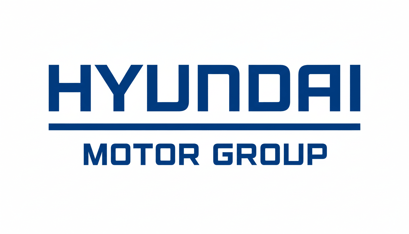 The Hyundai Motor Group logo, featuring HYUNDAI in bold blue capital letters with a horizontal blue line beneath it, followed by MOTOR GROUP in simila