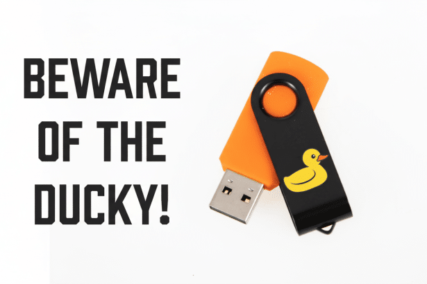 Beware of the D ucky USB stick. Filename : bewareof theduck yusb. png