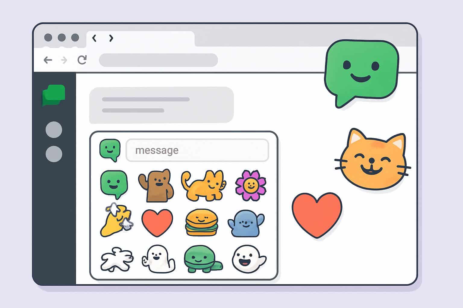 Google Chat web sticker picker integration in chat UI