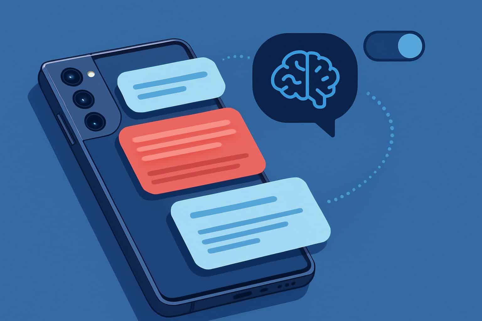 Samsung Galaxy phone showing AI notification summaries interface