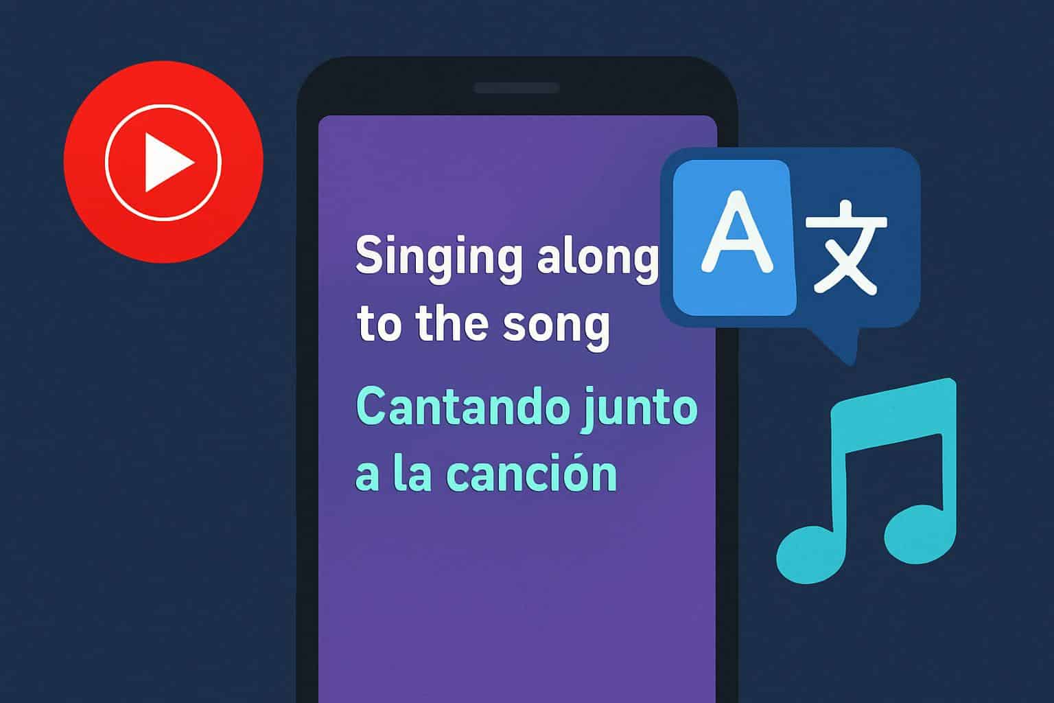YouTube Music lyrics translation feature on app screen with translated and original lines