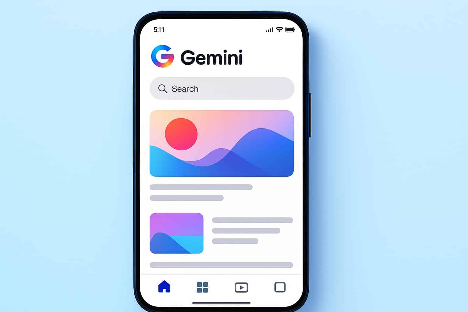 Gemini app screens showing feed-style UI in major visual overhaul