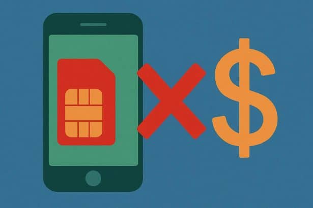 Prepaid phone plans and SIM cards on display, low adoption