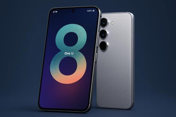 Samsung Galaxy S26 with One UI 8.5 render highlighting upgraded Quick Panel and widgets
