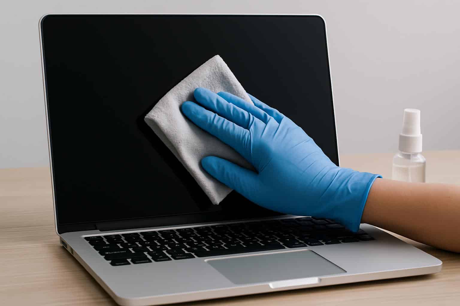 Cleaning a laptop screen without damage using a microfiber cloth and gentle screen spray