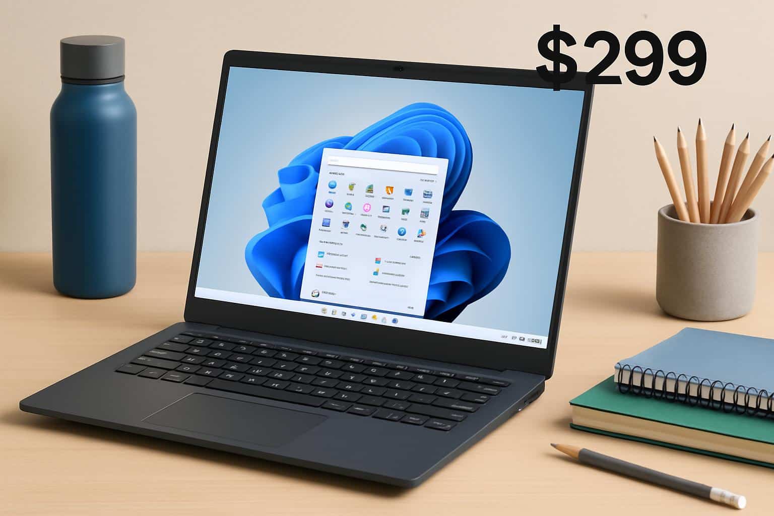 Budget 9 Windows laptop for most students on a study desk