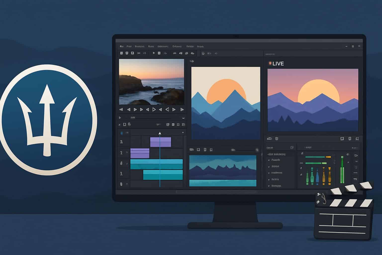 Neptune Linux interface with tools for content creation and streaming