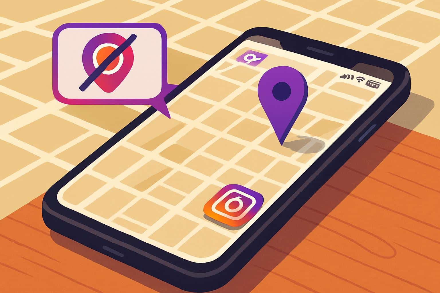 Instagram map feature showing location sharing on smartphone screen with pins