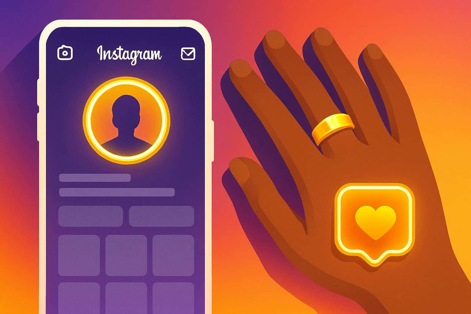 Golden Instagram Ring around profile icon, guide to standing out on Instagram