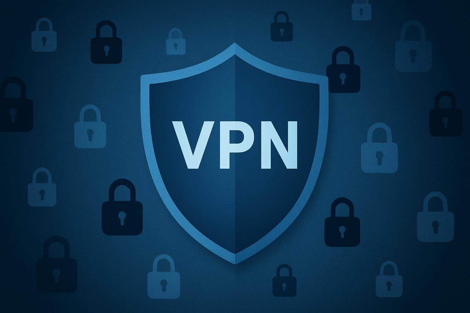 Crowded grid of free VPN app icons on a phone with a padlock, signaling privacy risks
