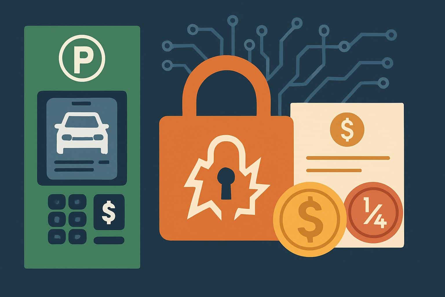 ParkMobile data breach settlement with padlock icon and fine print catch