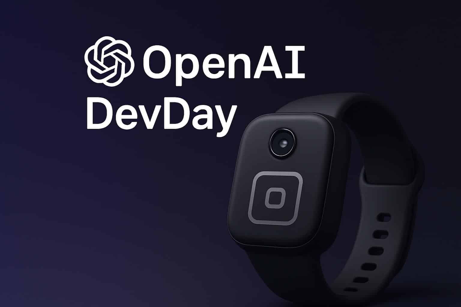 OpenAI DevDay stage with OpenAI logo and teaser for AI wearable device
