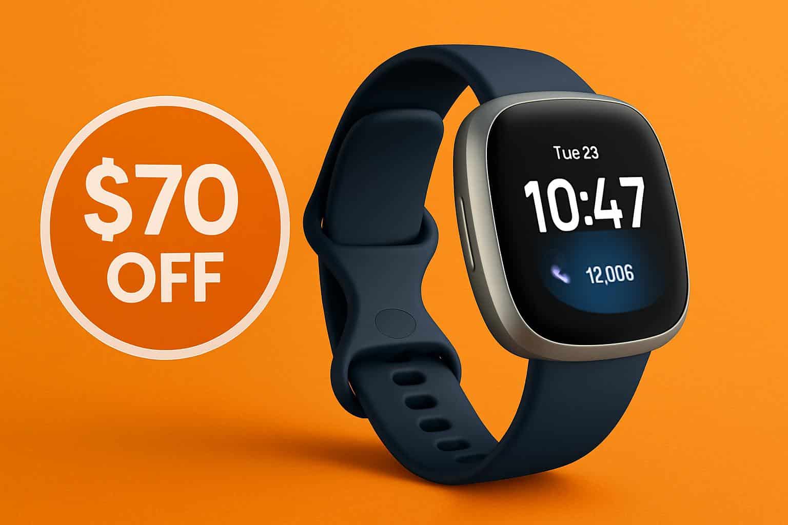 Fitbit Versa 4 smartwatch sale price $129, $70 off