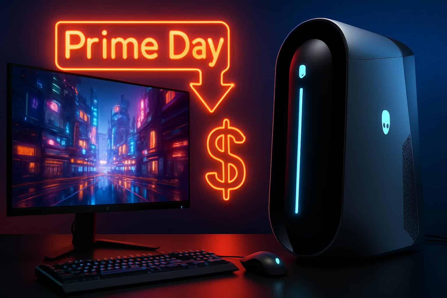 Alienware Aurora gaming desktop with RGB lighting in 0 off Prime Day sale
