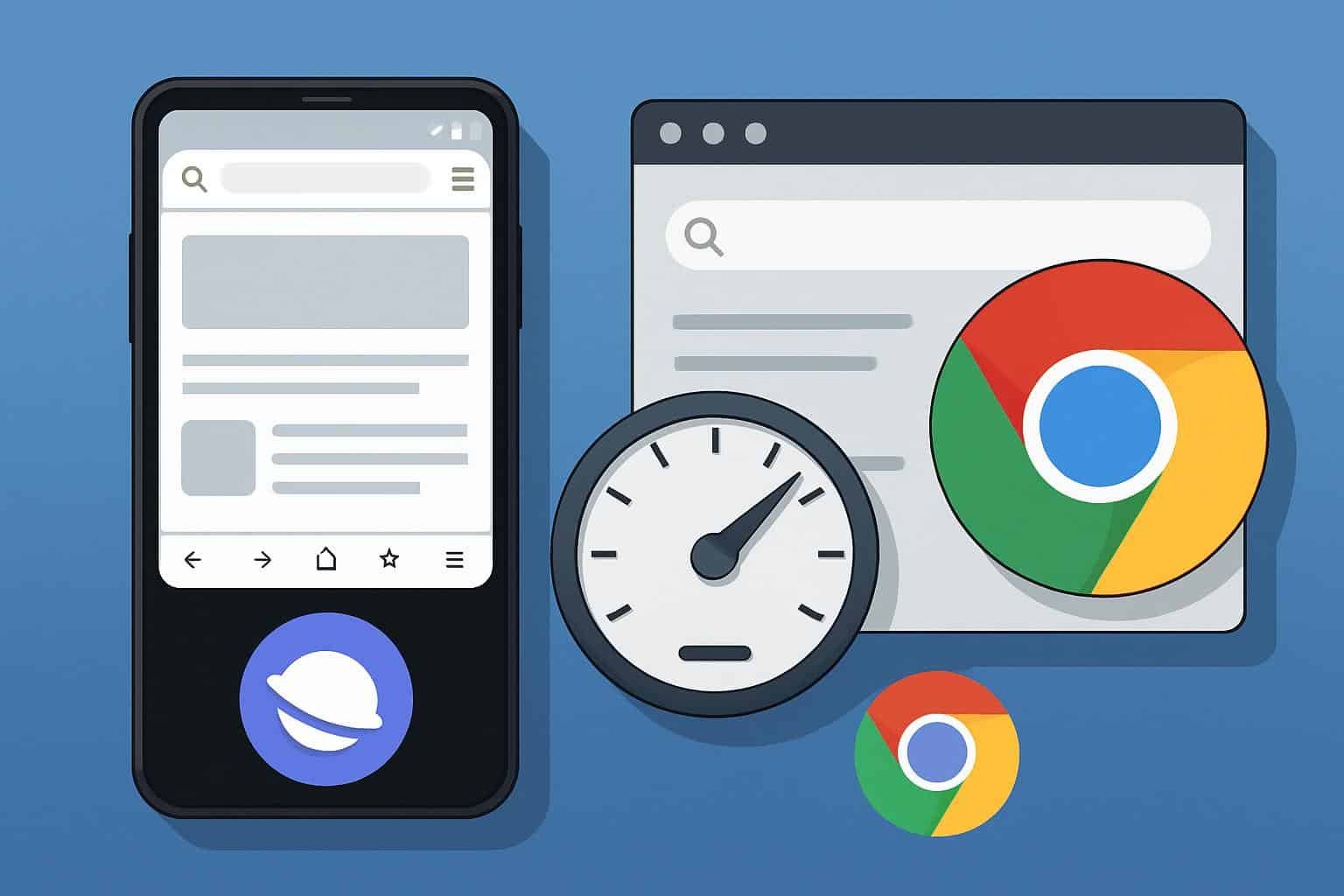 Samsung Internet vs Google Chrome browser comparison on an Android smartphone screen