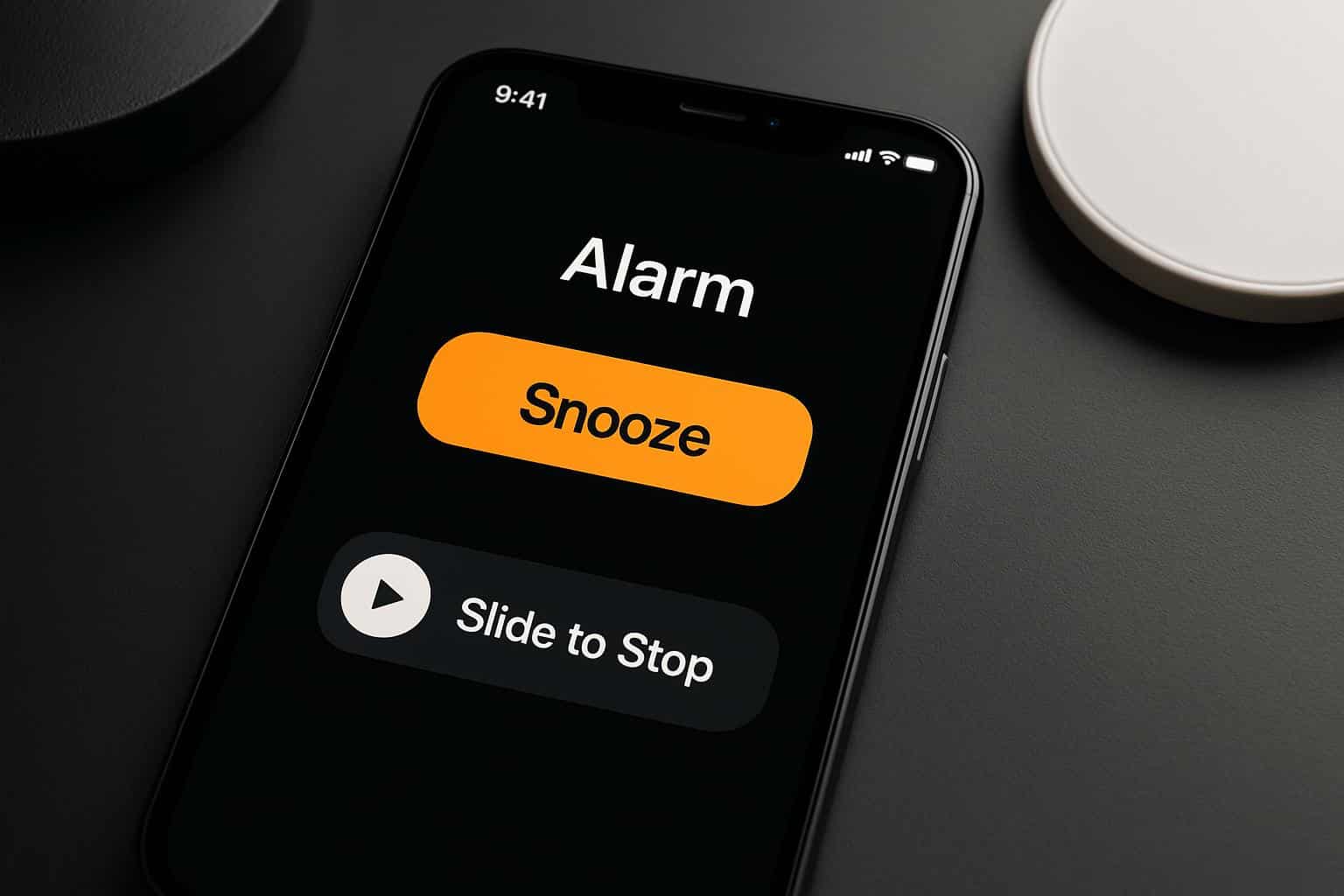 iPhone alarm screen with updated harder-to-dismiss controls