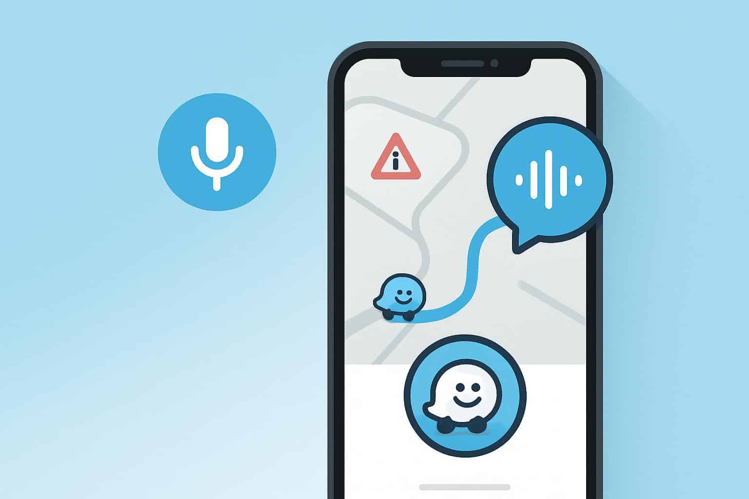 Waze intuitive voice reporting displayed on app navigation map