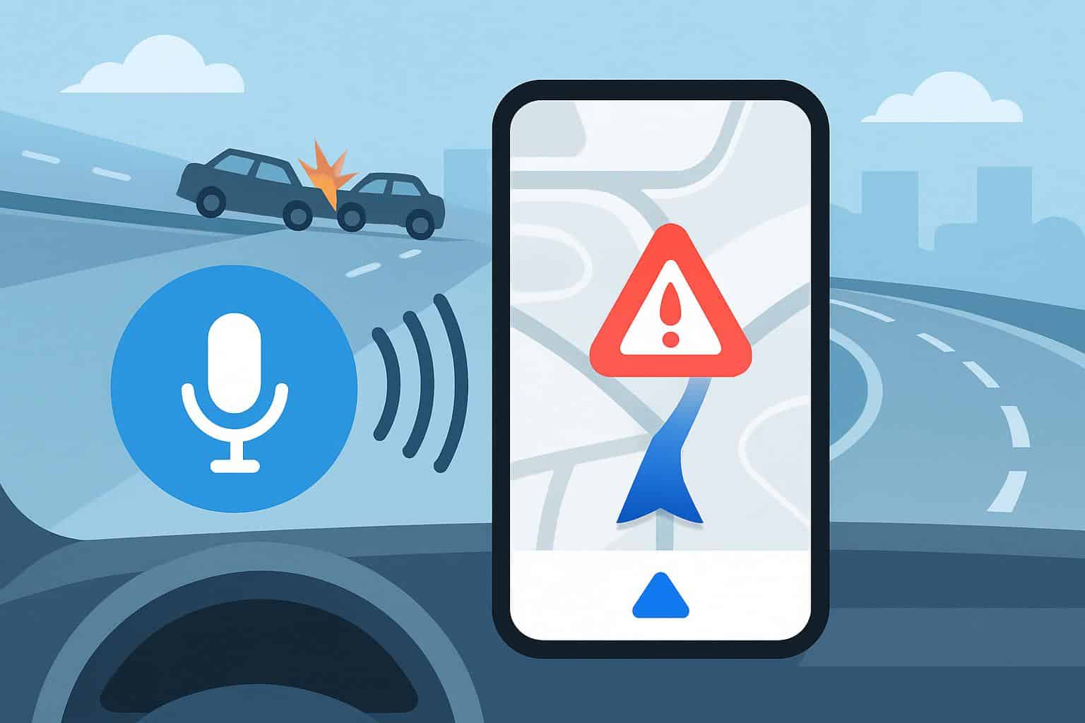 Waze app introduces intuitive voice reporting, microphone icon on navigation screen