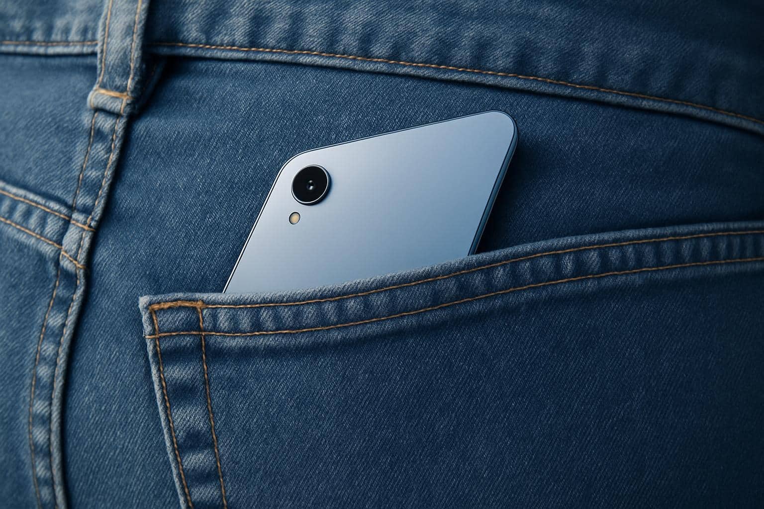 Apple iPhone Air nearly disappearing into a pocket, showcasing its ultra-thin design