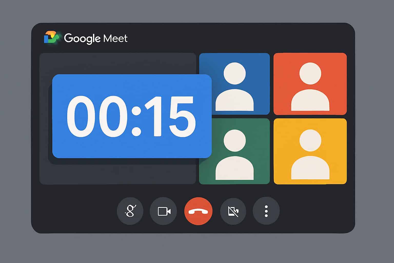 Google Meet interface showing integrated meeting timers
