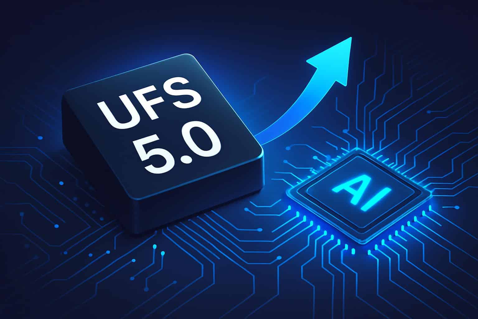 UFS 5.0 storage chip on PCB, showcasing near double AI speed