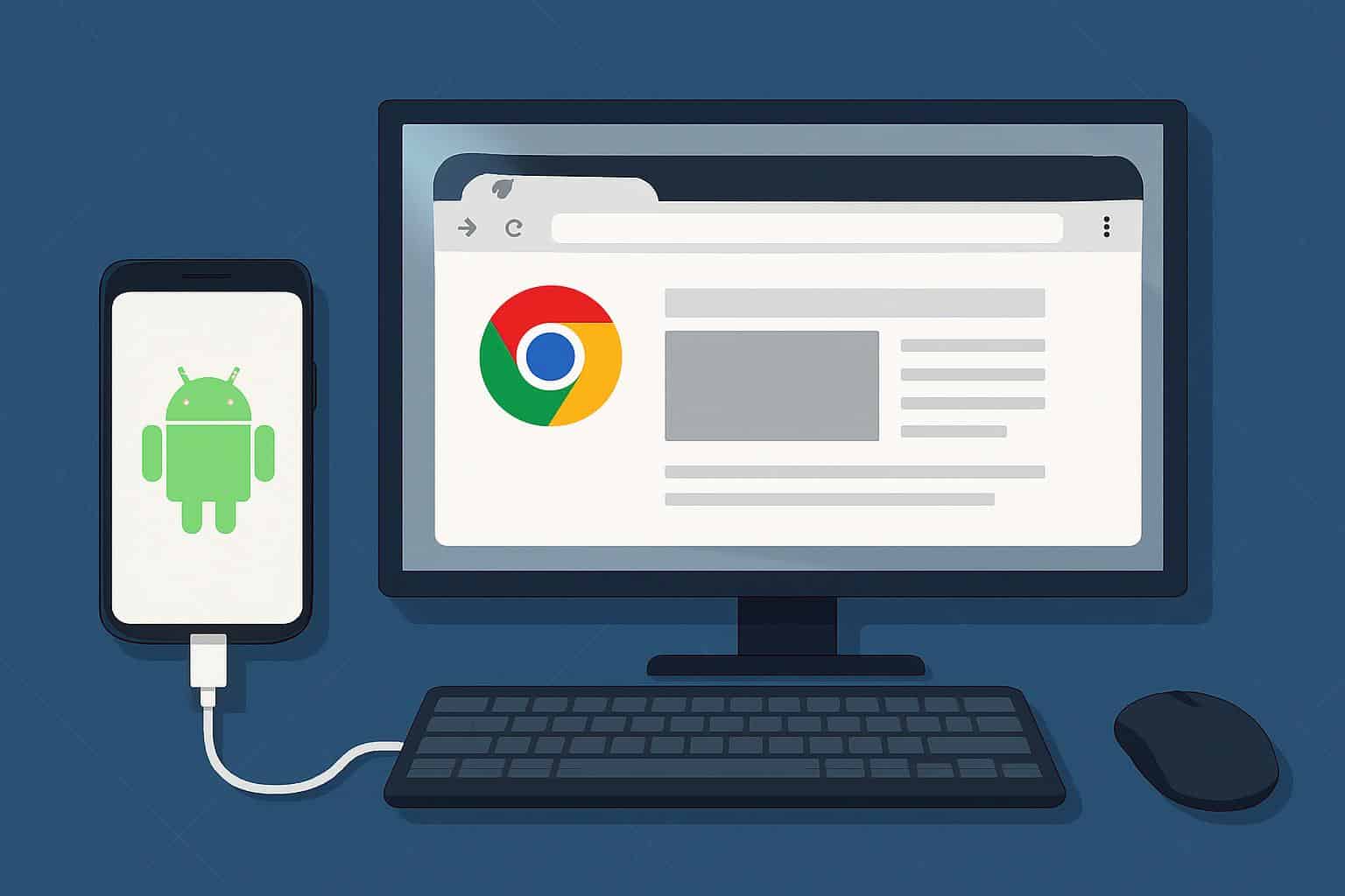 Google Chrome for Android desktop mode interface on smartphone screen