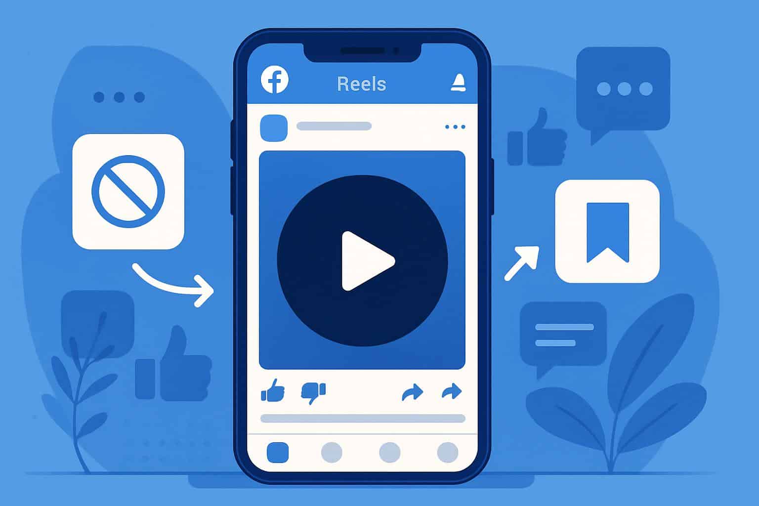 Facebook app showing video feed controls and settings for user customization