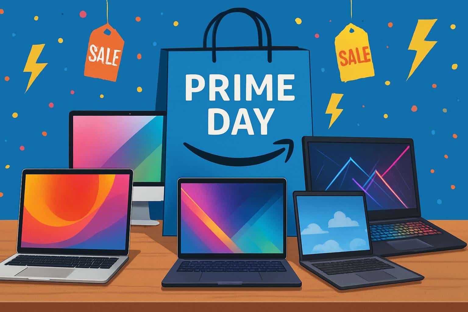 Amazon Prime Day laptop deals: discounted laptops with Prime boxes and sale banners