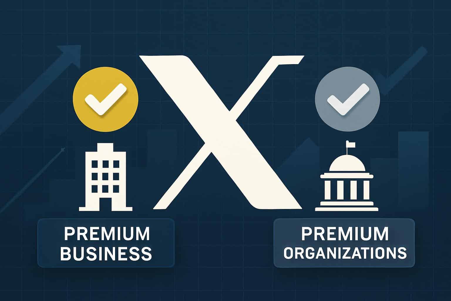 X logo highlighting Premium Business and Premium Organizations launch