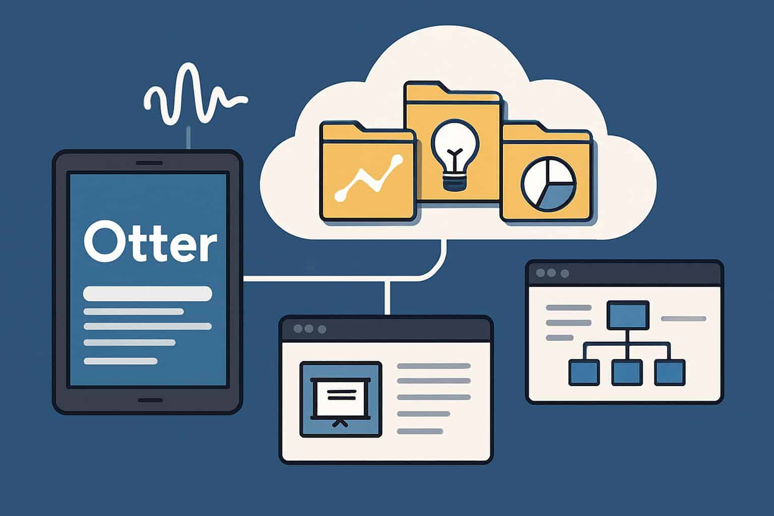 Otter.ai logo surrounded by AI tool icons, signaling expansion beyond meeting notes