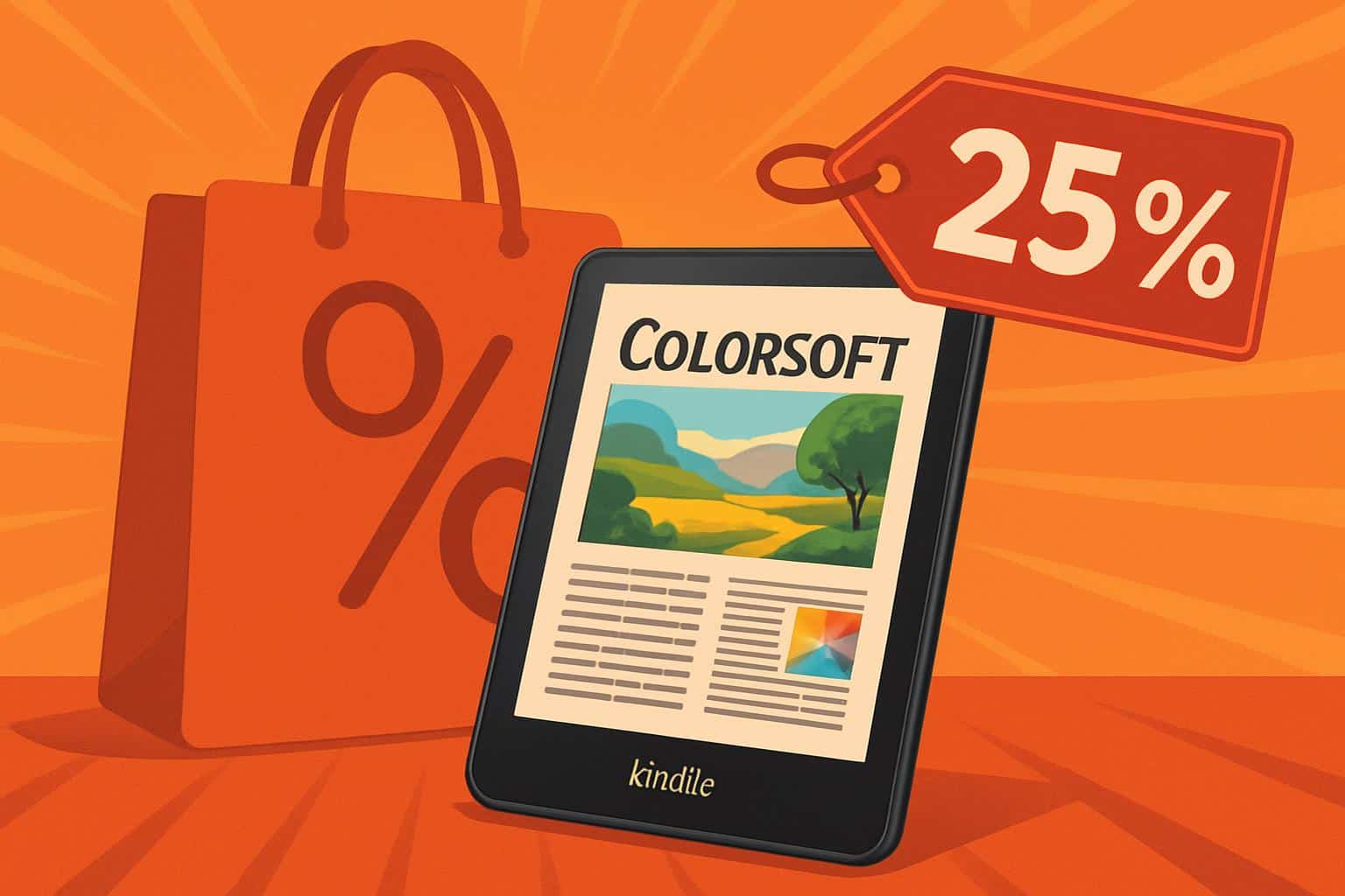 Kindle Colorsoft e-reader with Prime Day 25% off banner