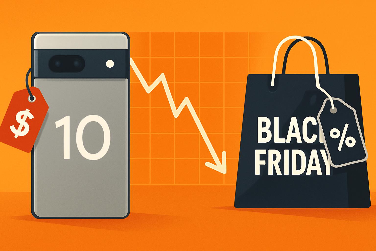 Google Pixel 10 beside Black Friday sale banner, buy now or wait for deals